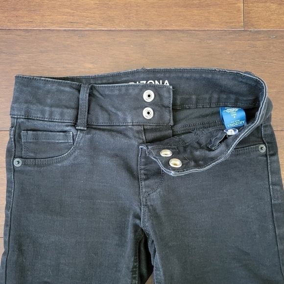 Arizona Jean Co Girls Black Stretch Denim Cuffed Adjustable Waist Shorts Size 8 - Picture 4 of 8